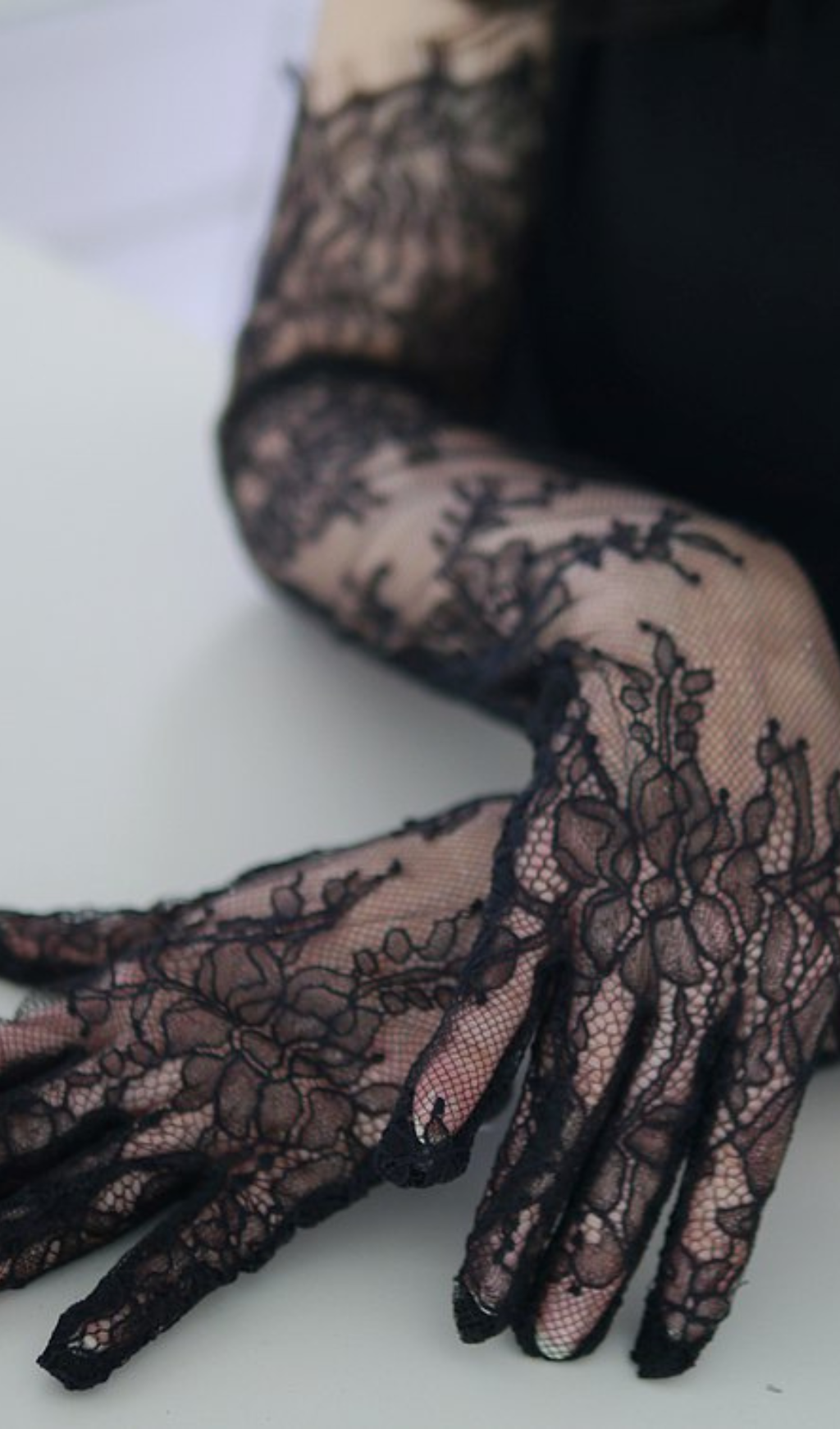 Flowering Girl Women Pom Lace Handmade Long Gloves