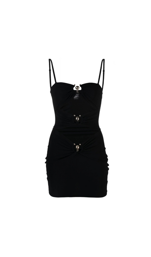 Flowering Girl Women BLACK CUT-OUT MINI BEACH DRESS