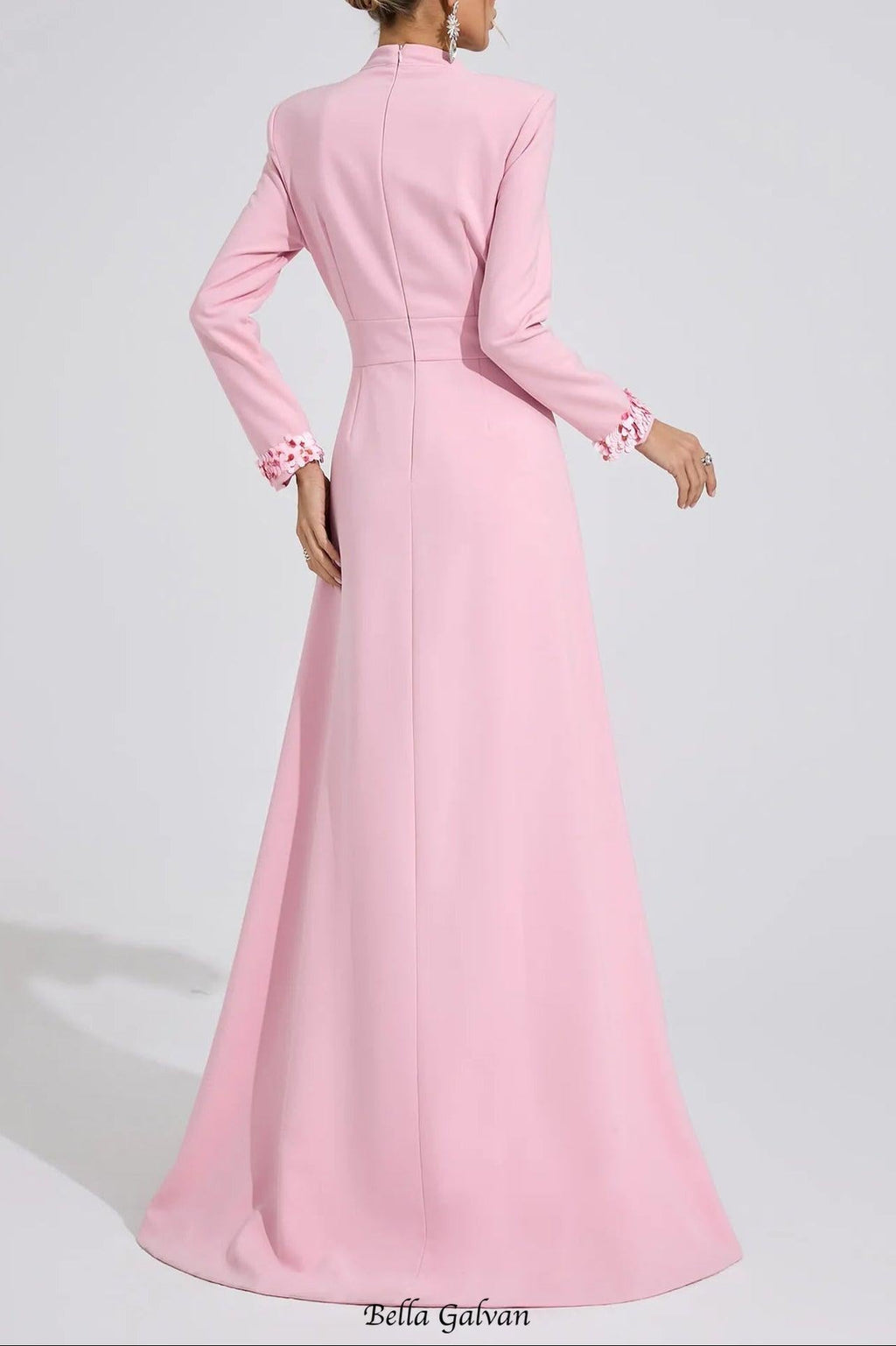 shirley Light Pink rhinestone cutout Mermaid Maxi Dress