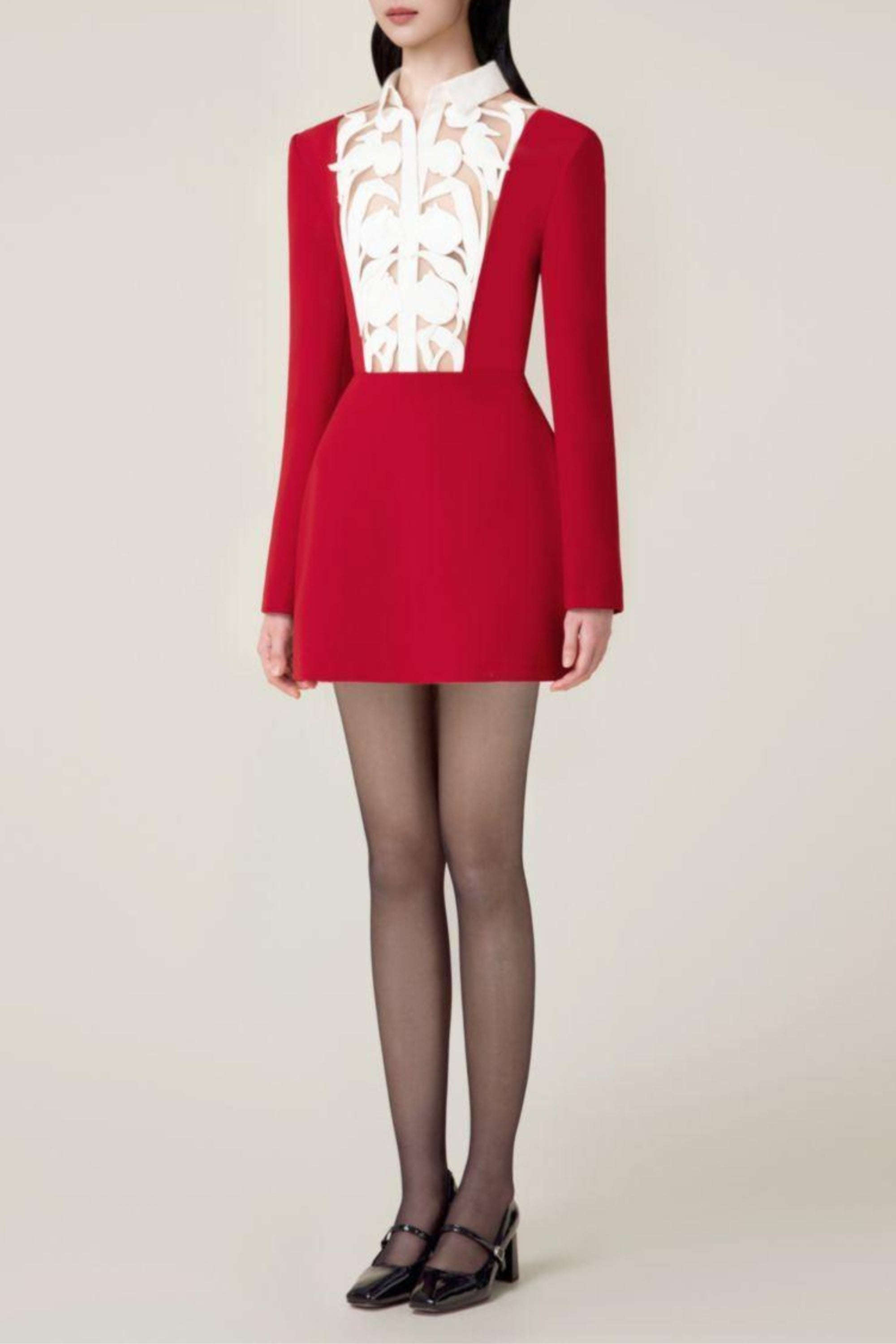 Flowering Girl Women Hollow a-Line Mini Dress In Red