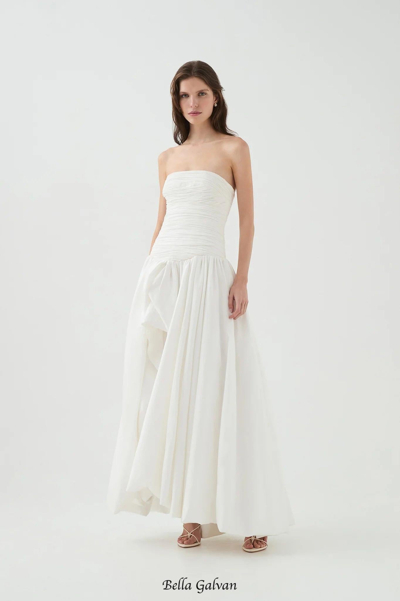 nancy Bubble Hem Maxi Dress in ivory
