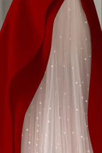 Aline Burgundy Satin Sleeveless Long Prom Dress
