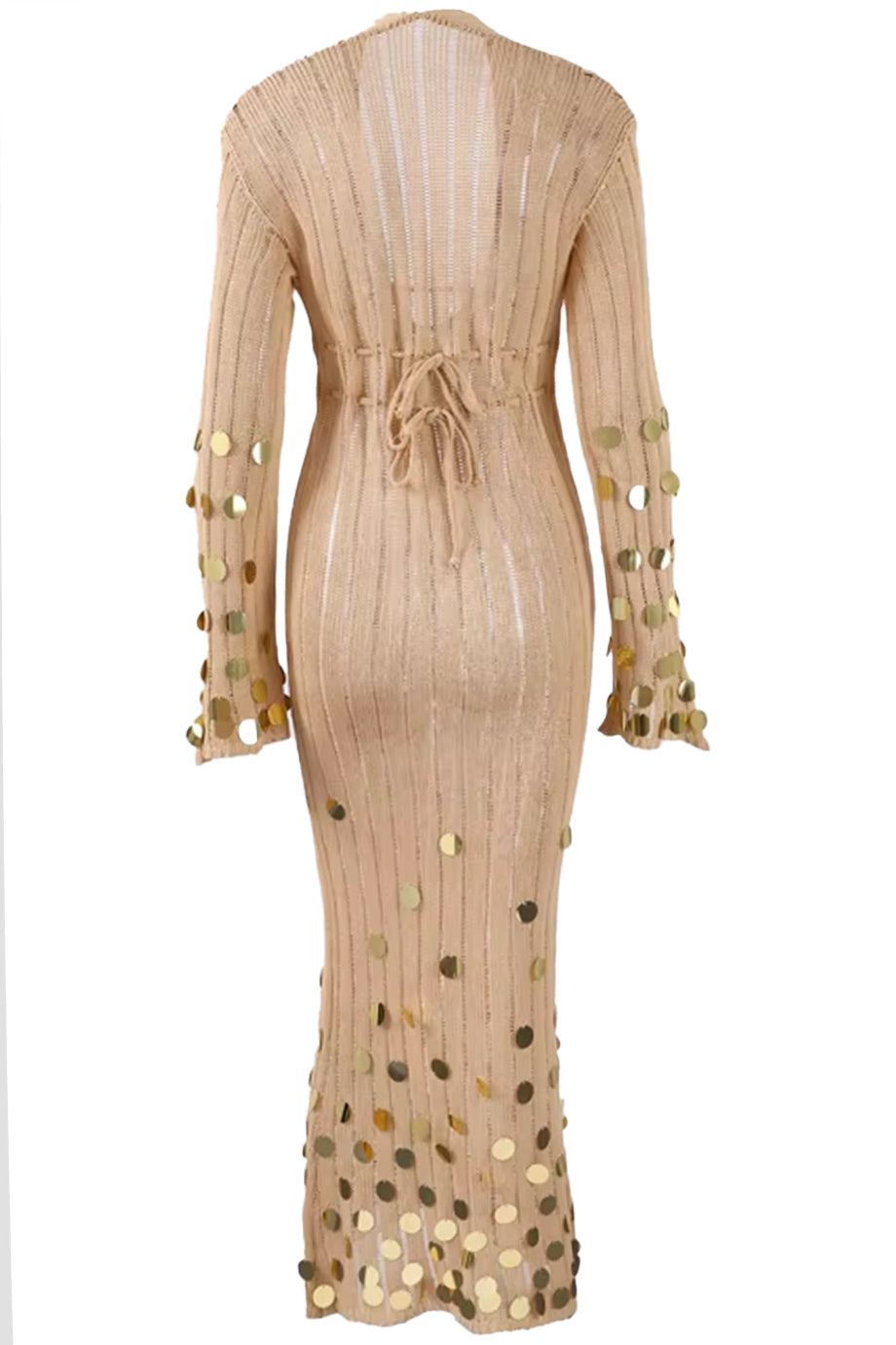 elma Golden Aura v-neck Knitted maxi Dress