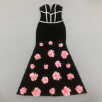 Flowering Girl Women Floral embellished Strapless Maxi Dress in Black
