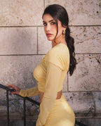 Flowering Girl Women cut out bodycon bandage maxi dress in yellow