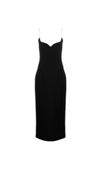 BLACK SWEATHEART-NECK MIDI DRESS
