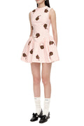 Flowering Girl Women Vivien Flower Embellished Puffy Mini Dress In Pink