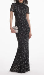 Flowering Girl Women tiffany Crystal embellished Maxi Dress in black
