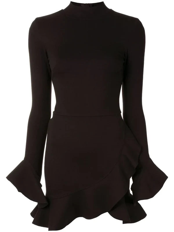 Flowering Girl Women Eladia Ruffle Trim Mini Dress In Black