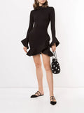 Flowering Girl Women Eladia Ruffle Trim Mini Dress In Black