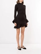Flowering Girl Women Eladia Ruffle Trim Mini Dress In Black