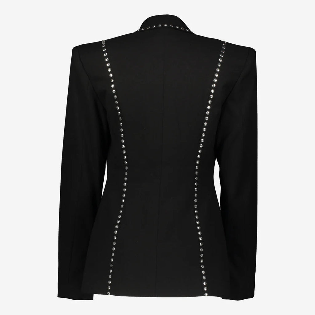 Flowering Girl Women DEBORAH BLACK SCARF-DETAILED WOOL CREPE BLAZER SET