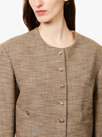 Flowering Girl Women Round-neck houndstooth-pattern woven jacket in Bruns