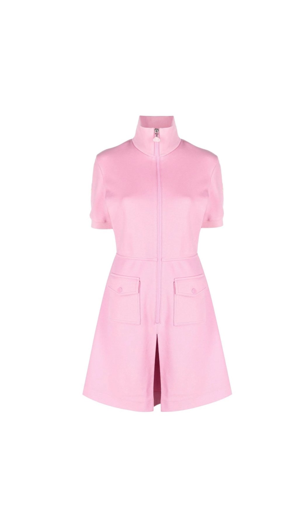 PINK FRONT SLIT ZIPPED MINI DRESS