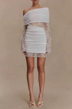 White off-shoulder dress with lace 