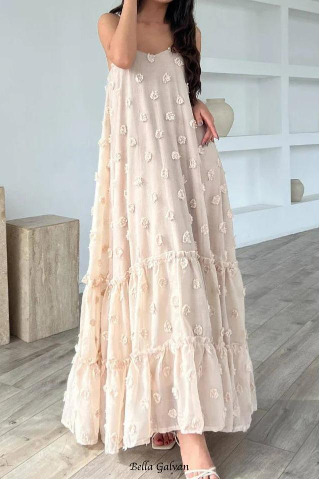 Flowering Girl Women annabelle Jacquard strap maxi dress in apricot