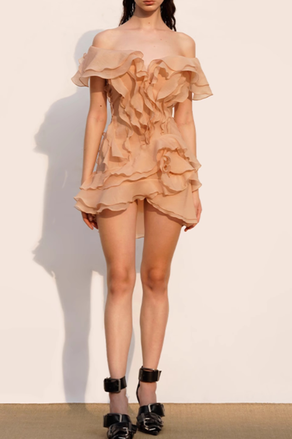 Flowering Girl Women Theia Ruffle Layers Strapless Mini Dress In Coral