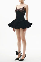 Evangeline Sequin Embellished Mini Dress In Black
