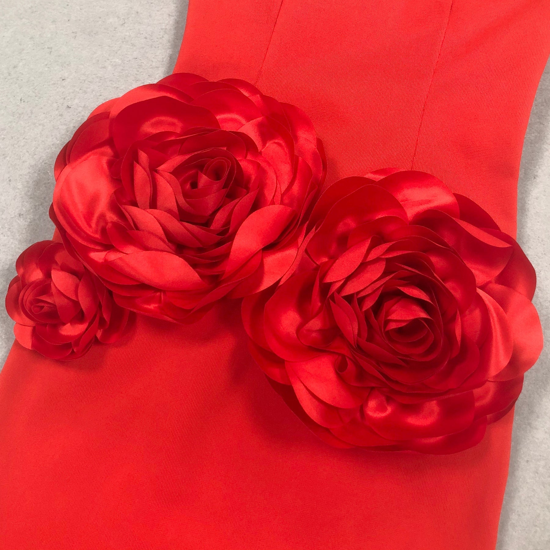 Flowering Girl Women red strapless maxi dress with flower embellishments