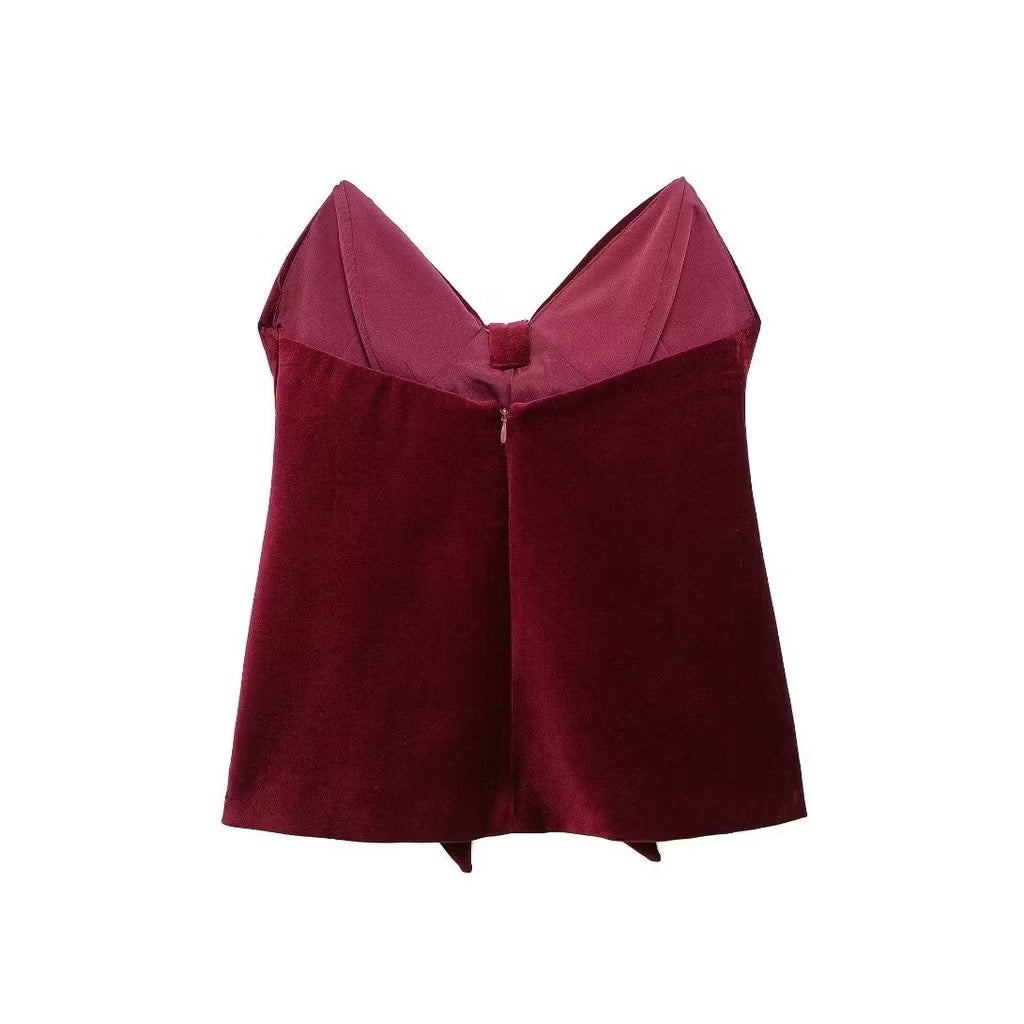 Flowering Girl Women Milan Velvet Top In Wine Red