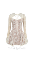 Flowering Girl Women vintage cream lace mini dress