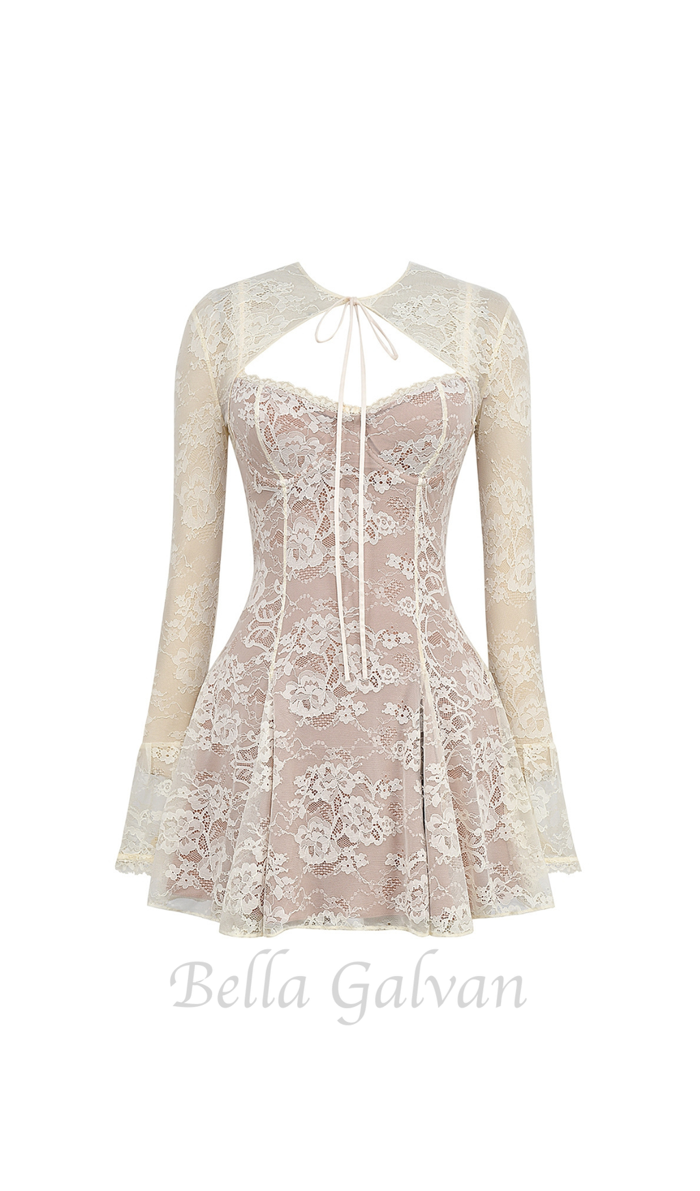 Flowering Girl Women vintage cream lace mini dress