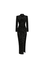 Flowering Girl Women Sequin Embellishments Slit Maxi Dress
