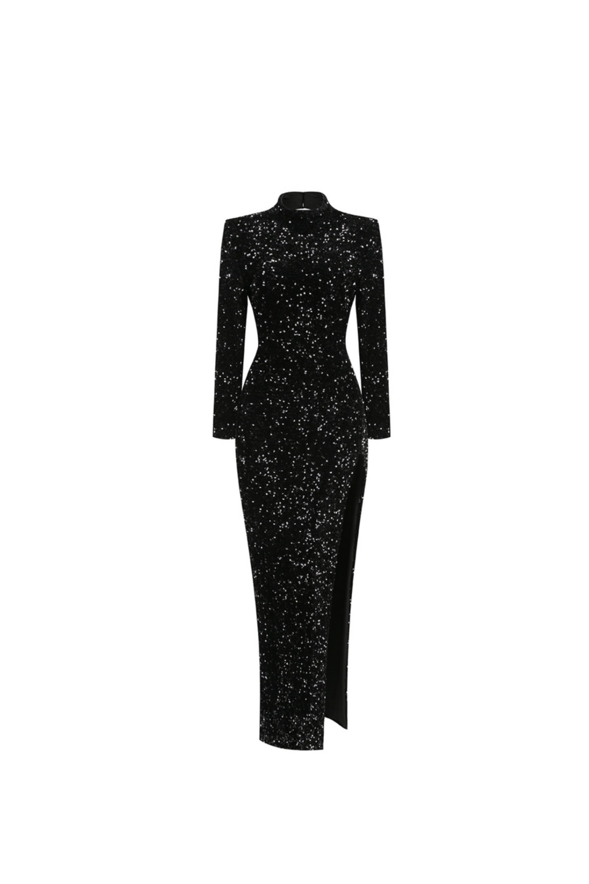 Flowering Girl Women Sequin Embellishments Slit Maxi Dress
