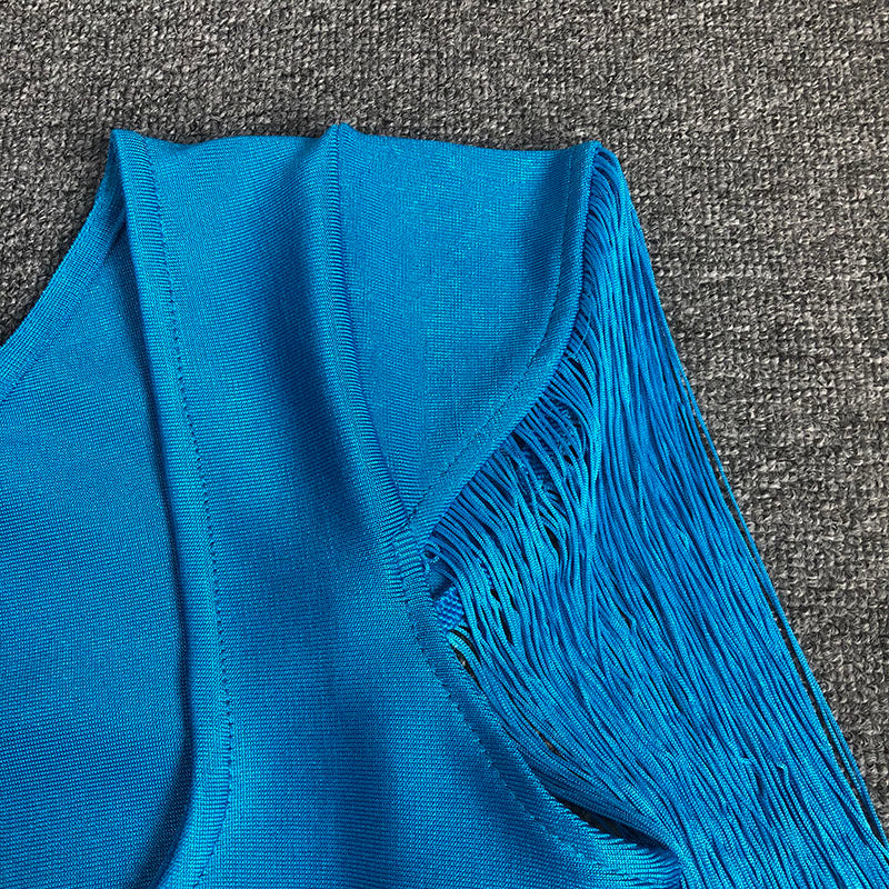 Flowering Girl Women ASYMMETRIC TASSEL BANDAGE DRESS