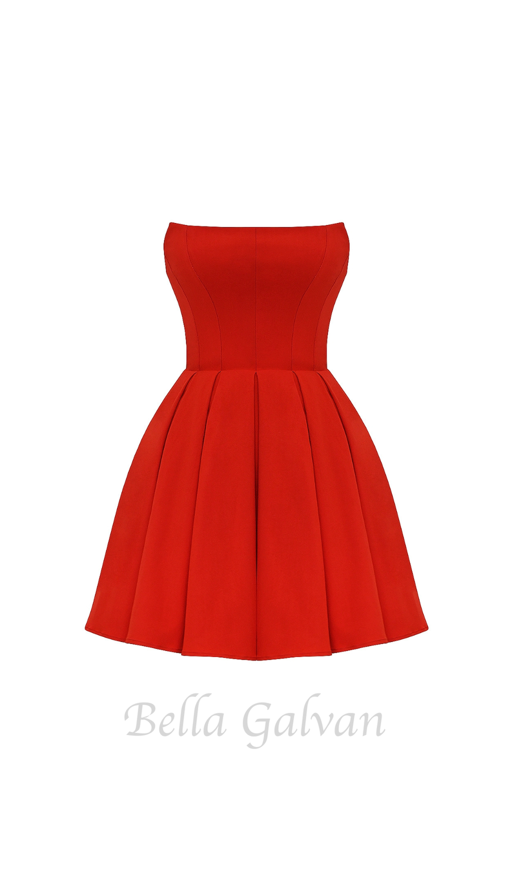 Flowering Girl Women tomato red strapless pleated mini dress