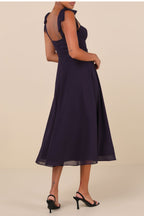 Flowering Girl Women Charisma Purple Blue Tie-Strap A-Line Midi Dress