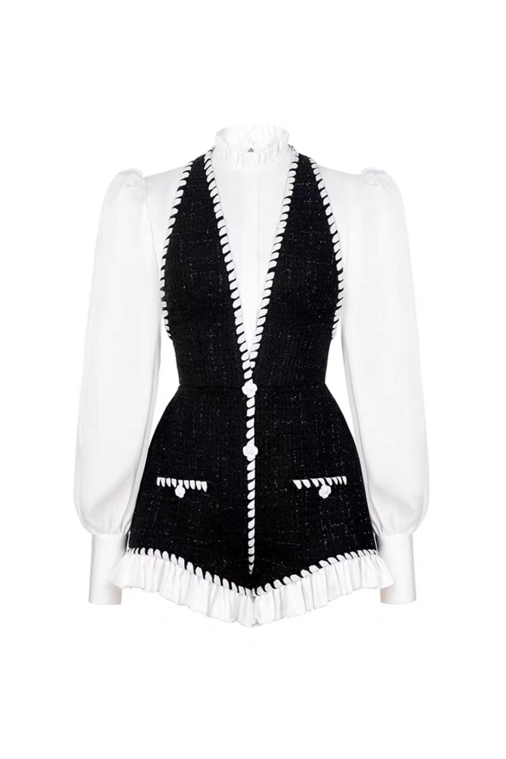 Flowering Girl Women vicky Halter Tweed Shirt Romper