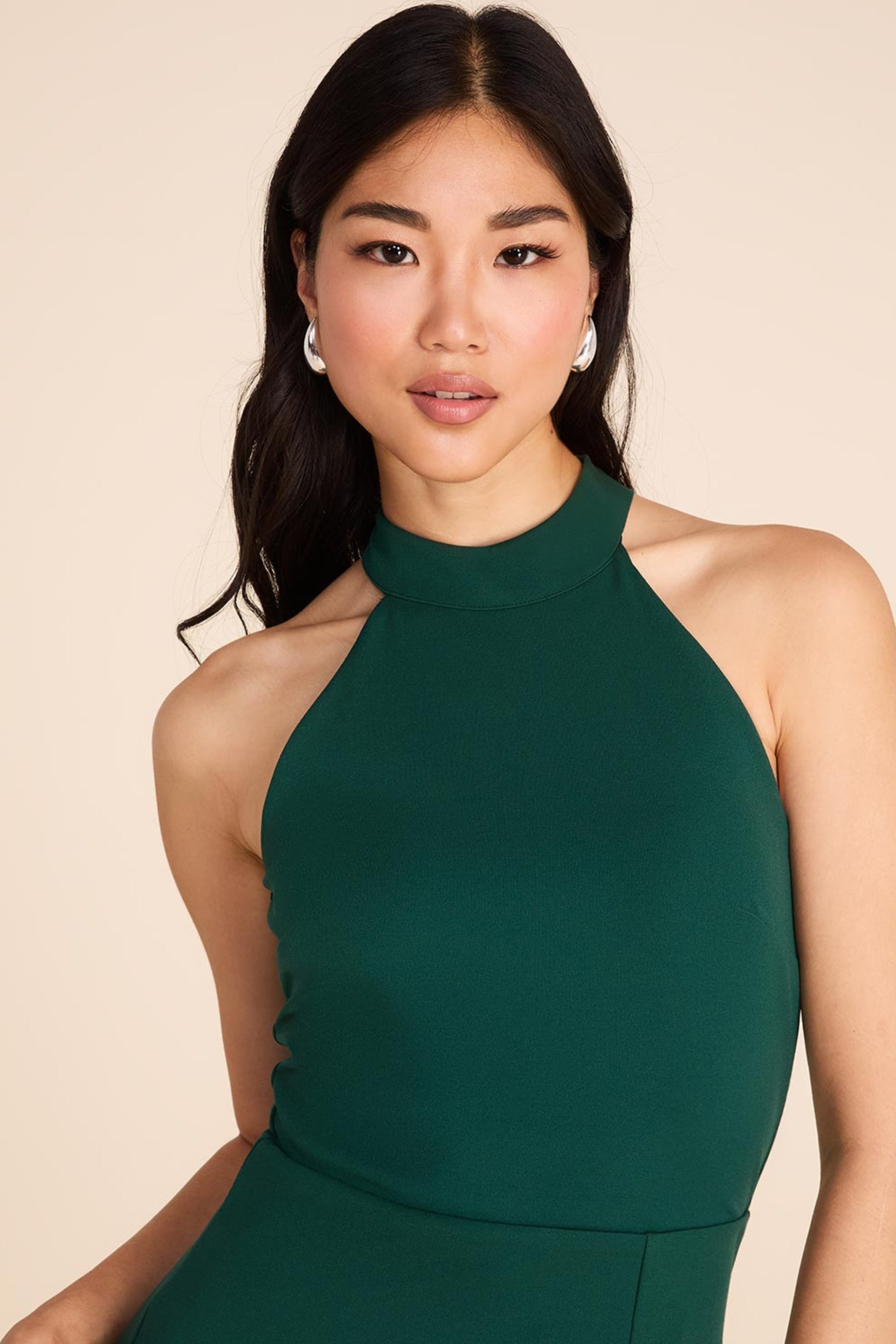 Flowering Girl Women Mock Neck Sleeveless Gown With Front Slit