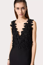 Flowering Girl Women Floral V Neckline Mini Dress In Black