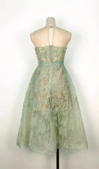 Flowering Girl Women GREEN FLORAL LACE EMBROIDER MIDI DRESS