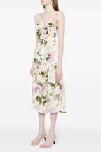 Flowering Girl Women Stain Floral Strappy Midi Dress