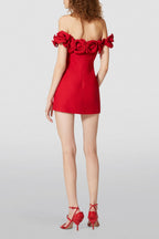 Flowering Girl Women Floral Embellished Crepe Mini Dress