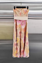 Strapless Flower Sequin Embellished Midi Dress