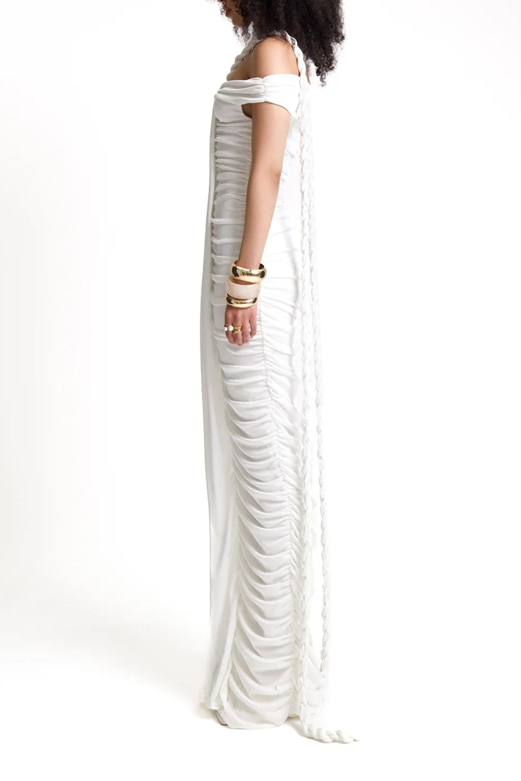 Flowering Girl Women Bandage Off Shoulder Maxi Dress In White