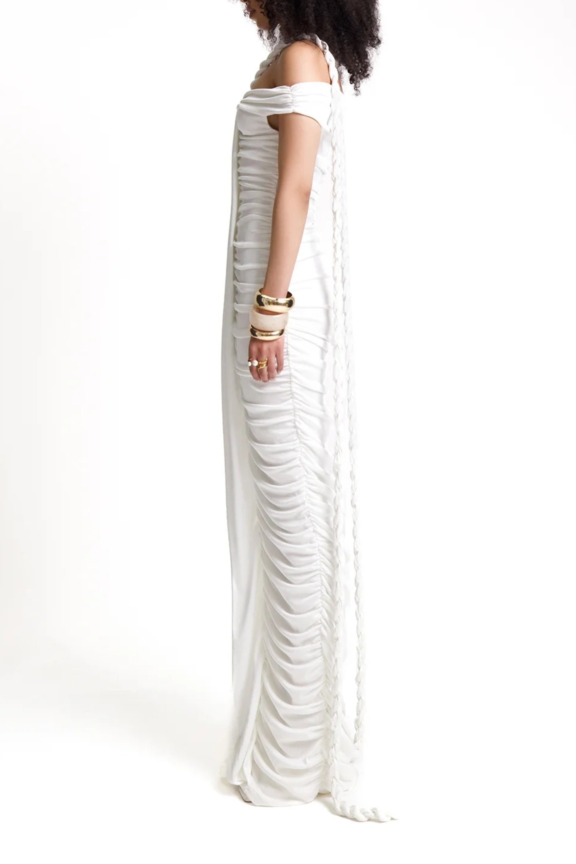 Flowering Girl Women Bandage Off Shoulder Maxi Dress In White