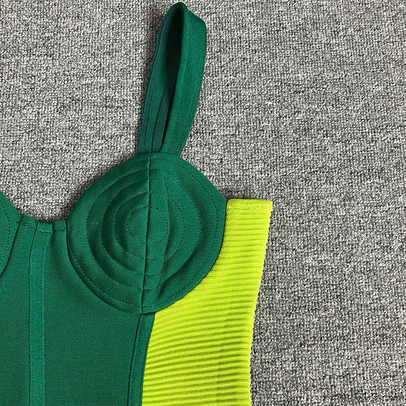 Flowering Girl Women GREEN BANDAGE SLIP MIDI DRESS