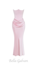 Flowering Girl Women strapless satin corset maxi dress in pink