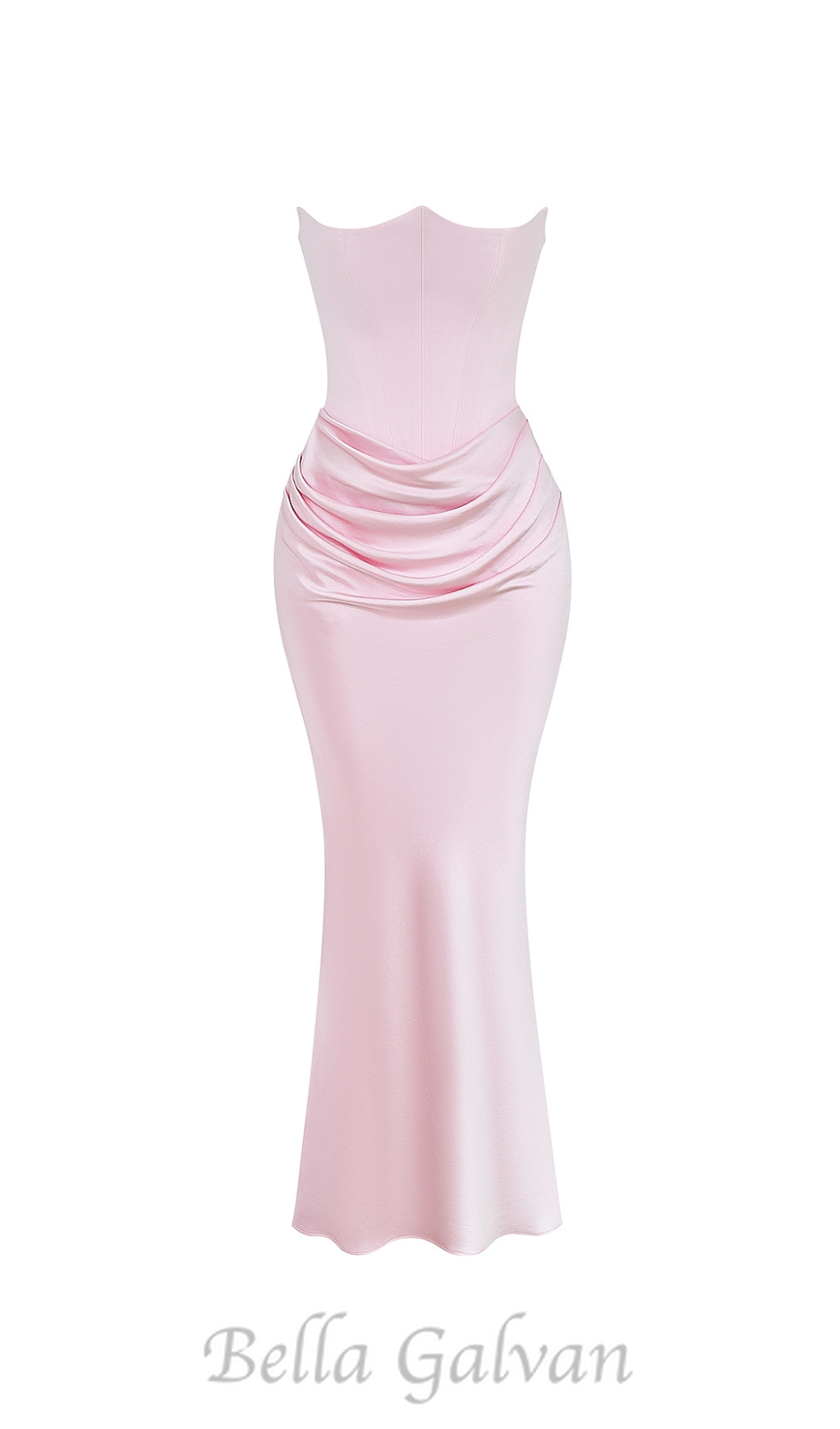 Flowering Girl Women strapless satin corset maxi dress in pink