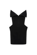 laura Folded Collar Corset Mini Dress in Black