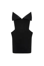 laura Folded Collar Corset Mini Dress in Black