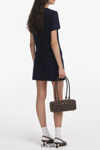 apphia Tweed low-rise pants set in navy blue