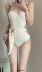 Flowering Girl Women Dierk White Cutout One-Piece Swimsuit