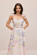 emily Floral printed Strap Corset Maxi Dress