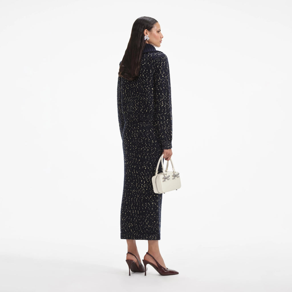 Flowering Girl Women Claudine navy crochet-knit jacket & skirt matching set