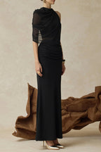Flowering Girl Women Christine Off-Shoulder Pleated Two-Piece Mermaid Skirt In Black